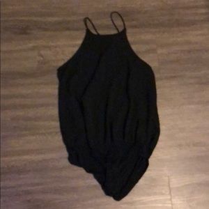 Black halter tank bodysuit